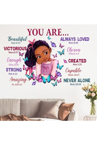 Generic Brand Yovkky Black Girl Religious Butterfly Wall Decal Sticker, Posit...