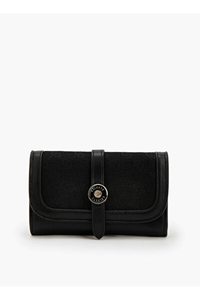 Celeste Monogram Textured Wallet with Flap Closure