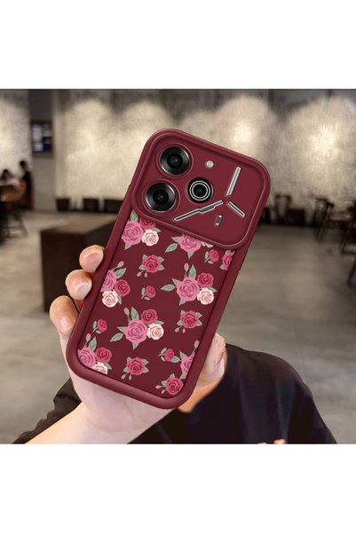 Hontinga حافظة متوافقة مع هاتف Tecno Pova 6، حافظة حماية للكاميرا بنمط الزهور...