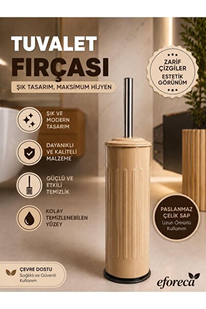 Eforeca Vintage Tuvalet Fırçası Çizgili Cappucino