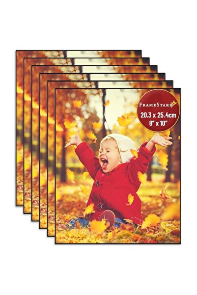 Generic Brand 8x10 Picture Frame Set (Black, 6 Pack), Front-Loading Contempor...