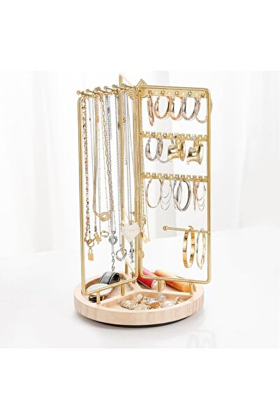 Generic Brand Elegant 360° Rotating Jewelry Organizer Stand, Gold Metal Frame...