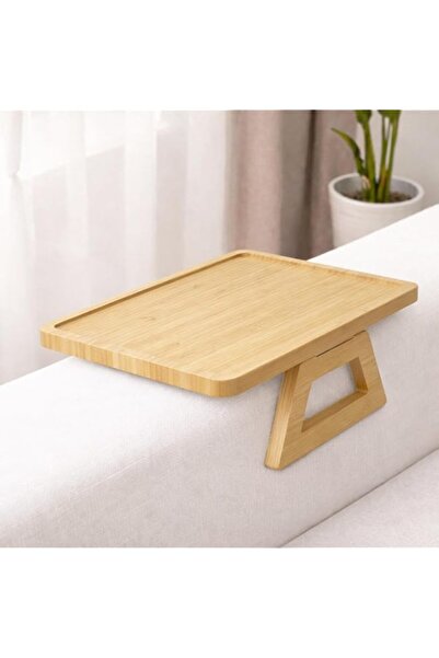 Generic UKR Foldable Sofa Armrest Tray Table Bamboo Couch Arm Table with Secu...