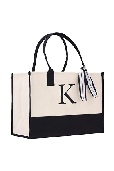 Generic Personalized Gift Monogram Initial 100% Cotton Chic Tote Bag with Cus...