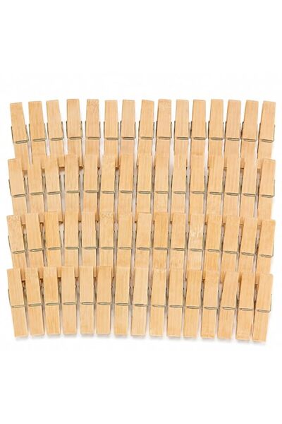 Generic Bamboo Clothespins 50 Pack with Metal Spring – Heavy Duty Wooden Clot...