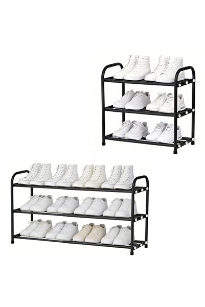Generic Black Expandable Shoe Rack, 3 Tier Metal Shoe Racks for Closet, Adjus...