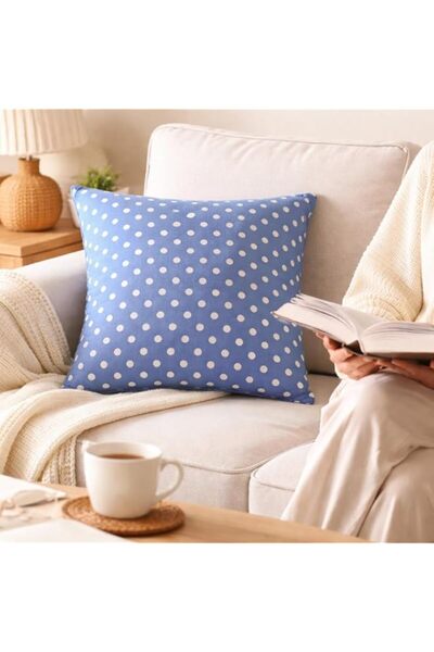 Generic Brand Sleep Well Polka Dot Cushion Cover Blue 45x45 cm (18x18 Inch) |...