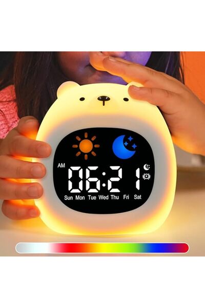 Generic Brand Sleep Trainer Clock, Bear Kids Alarm Clock, Touchable Night Lig...