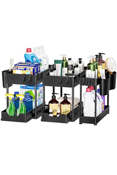 Generic Puricon 3 Pack Under Sink Organizer Pull Out Under Sink Storage, 2 Ti...