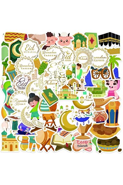 Generic [65 Packs] Islamic Stickers Pack, Islamic Eid Mubarak Decorative Stic...