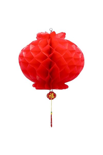 Generic Brand 2-Pack Large Plastic Lanterns 45x35cm – Oversized Red CNY Hangi...