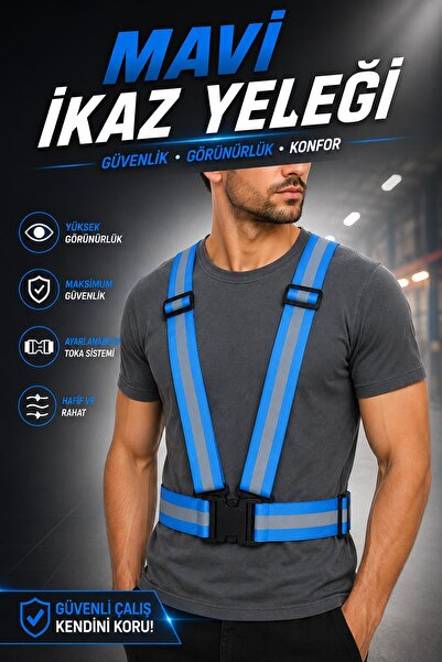 NZB Blue Warning Vest with Phosphorescent Reflector Practical Biker Cycling T...