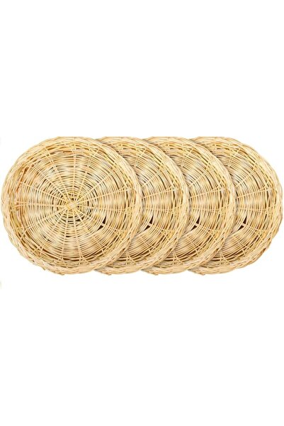 Generic 4 Pack 10 Inch Bamboo Paper Plate Holders, Natural Brown Wicker Hand ...