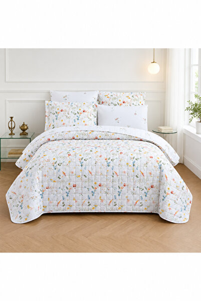 Alhabib bedding مفرش صيفي مزدوج مضغوط قطن 100% أبيض مشجر يناسب سرير مقاس 200x...