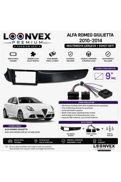 LOONVEX Alfa Romeo Giulietta 2010-2014 9 Inch Multimedia Frame + Socket Set O...