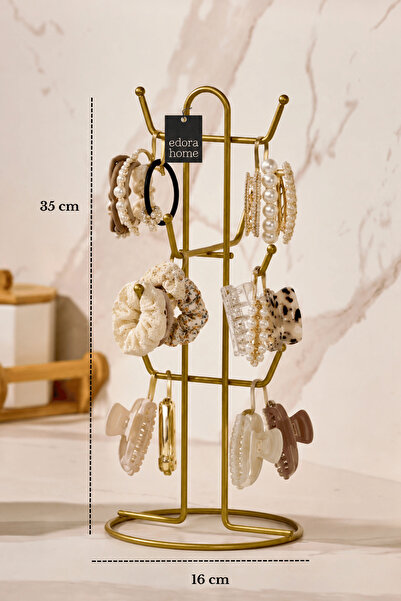 Edora Home Μεταλλική βάση για κοσμήματα και αξεσουάρ σε ματ χρυσό με 6 θήκες ...
