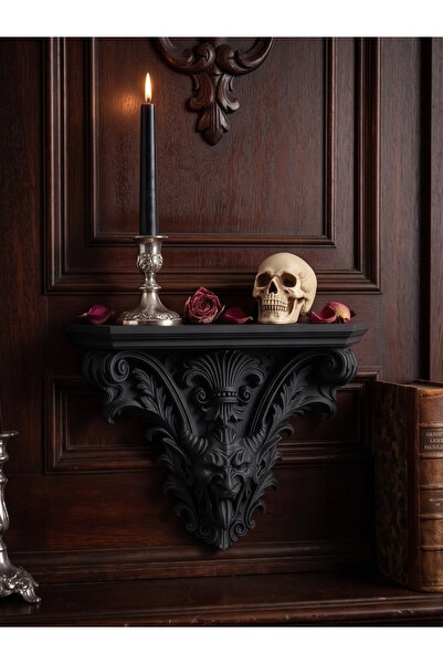 Nokta Lab Baroque Demon - Duvar Rafı - Gotik Dekoratif Heykel Kitaplık Rafı S...