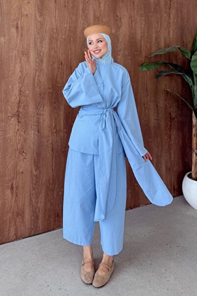 Şule Giyim Beliz Belted Suit Blue
