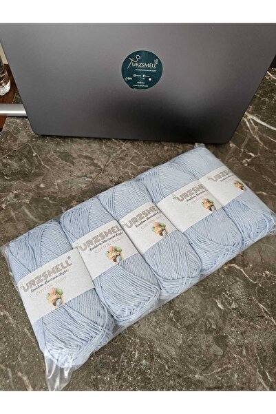 urzsmell Cotton Knitting Yarn 5-Pack 500 Gr. Bebe Blue (100Gr, 200Mt Dir.)