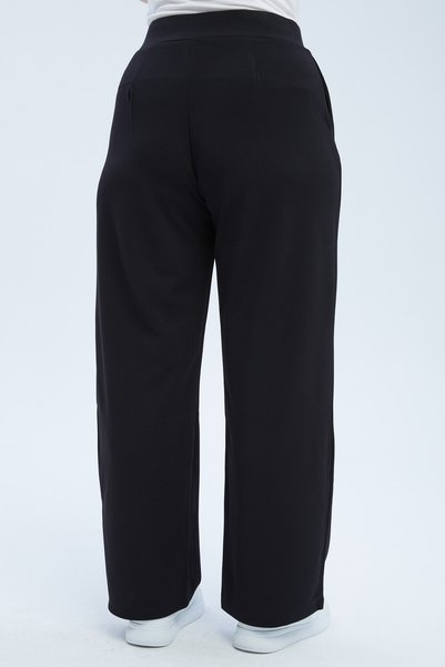 Phorto Pleated Loose Cut Comfortable Lycra Fabric Women's Pants - Black 10XL