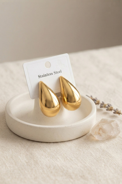 OGHAMAY 316L Steel Gold Color Drop Model Earrings