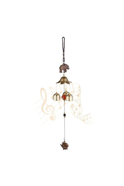 Ayawaska Clopotei de vant din metal, cu elefant, pentru balcon sau gradina, s...