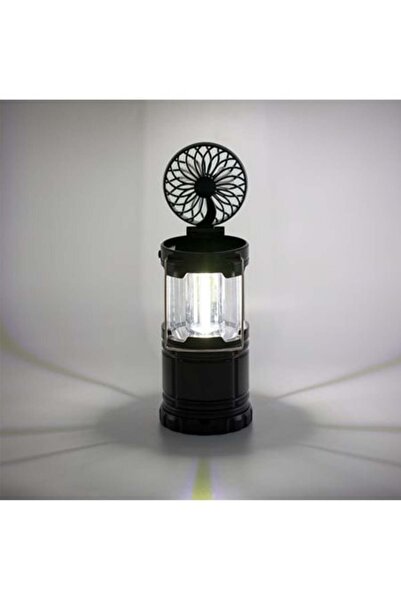 OEM Felinar Pliabil cu 3 Becuri LED COB & Ventilator Negru cu Baterii 8.5x19cm