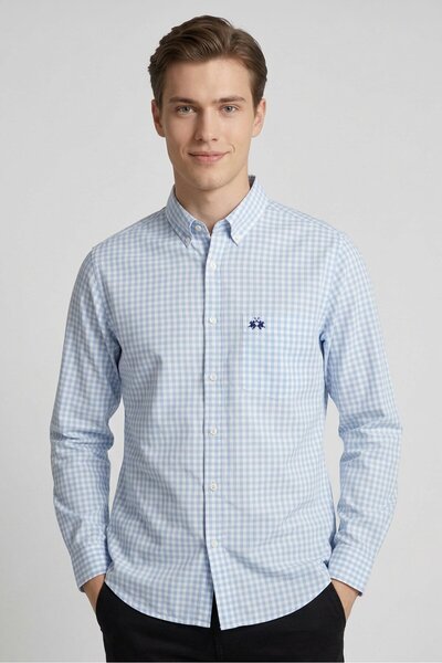 La Martina Men Slim Fit Checkered Long Sleeve Casual Shirt, Multicolor