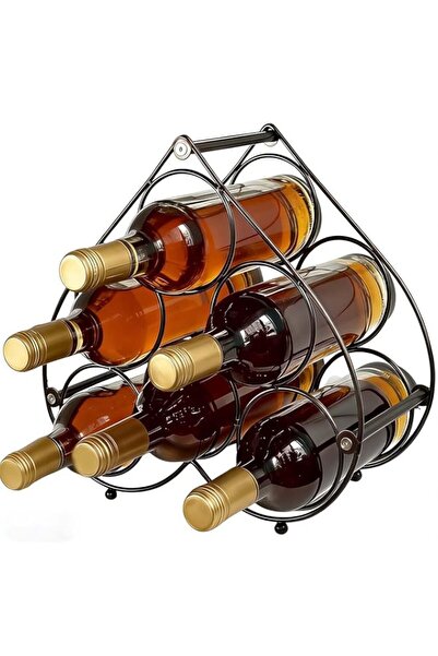 Generic 6 Bottles Freestanding Wine Racks Countertop, Heart Shape Metal Wine ...