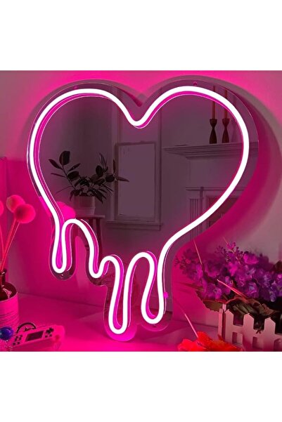 Generic Melting Heart Mirror, Neon Signs Mirror for Wall Decor, Acrylic Makeu...