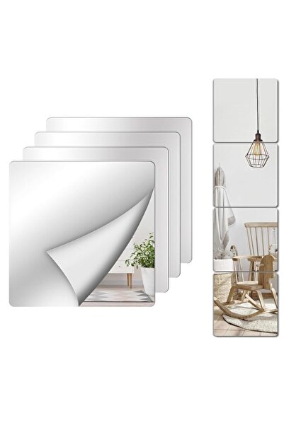 Generic 4 Pcs Unbreakable Mirror Tiles Self Adhesive Wall Panels for Classroo...