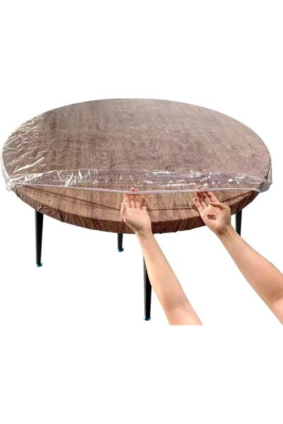 Generic Clear Round Fitted Vinyl Tablecloth for 56" Table - Heavy Duty Elasti...
