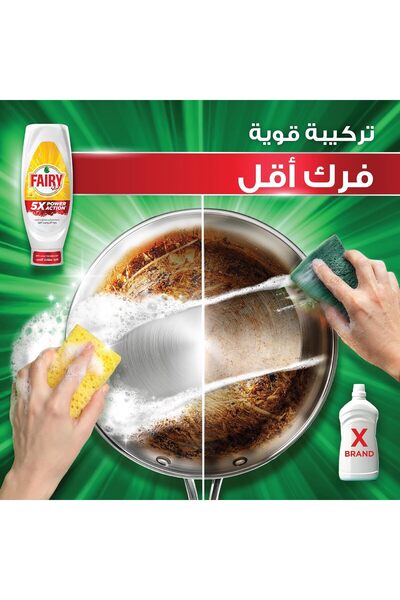 Fairy سائل غسيل الأطباق 5X باور أكشن، برائحة الليمون، لتنظيف قوي من فيري، توب داون 730 مل |   منتج جديد 5X Power Action، يزيل الشحوم، زجاجة مضادة للتسرب يمكن وضعها رأسها على رفرف، مع فعالية سميكة تدوم طويلاً.