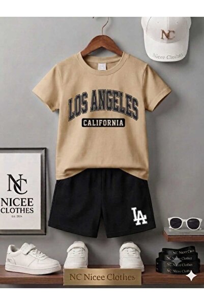 Leto Lykia Summer Children's T-Shirt Shorts Unisex (Black with La Losangelis ...