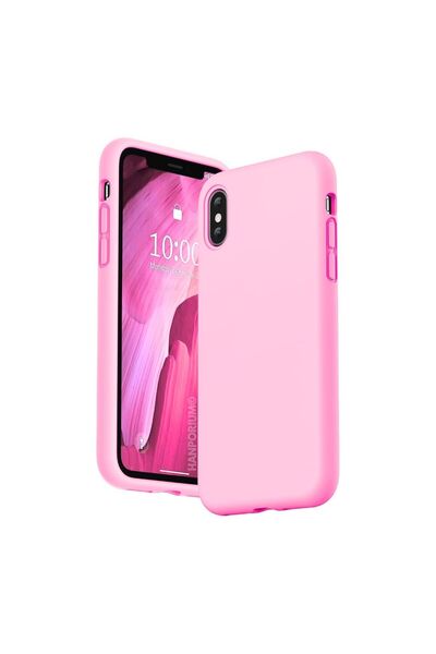 HANPORIUM غطاء سيليكون متوافق مع هاتف Apple iPhone X - غطاء مرن بلون باستيل م...