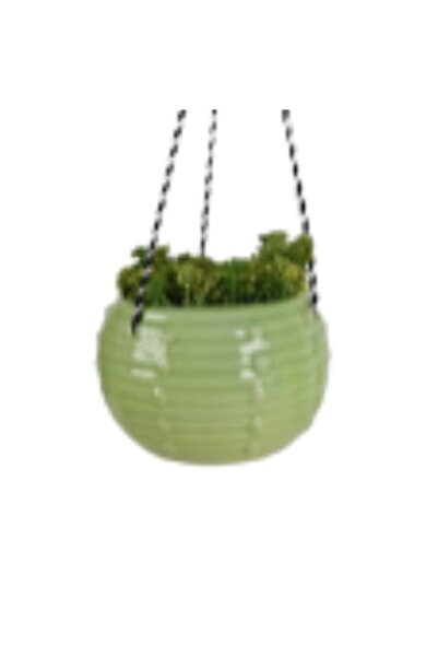 Generic Ceramic Hanging Planter Pot, Orange Glazed, 12 cm Height, Indoor Deco...