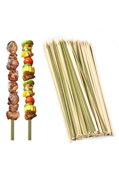 Generic 200 Pcs 6 Inch Natural Green Flat Wide Bamboo Kabob Skewers for Grill...