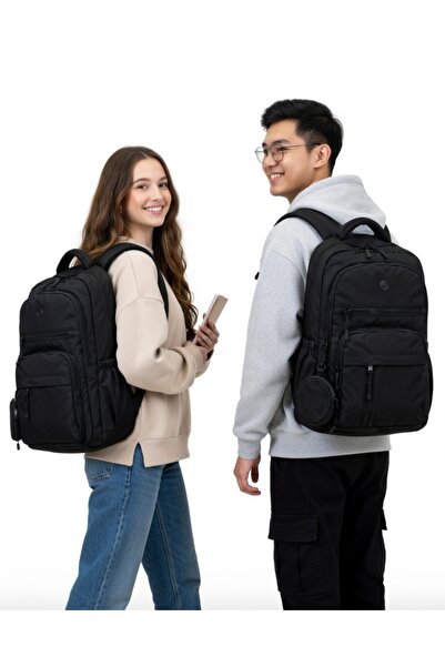 KY Dp Casual a Quality Black 5 External Zipper Compartments Water Repellent S...