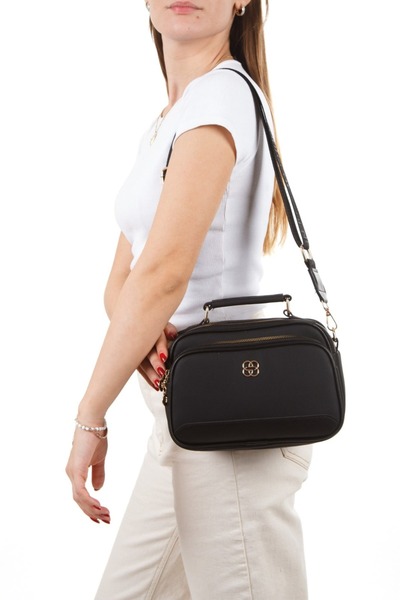 CERFF LEATHER CLUP Women's Fabric Long Handle and Shoulder Bag – Black