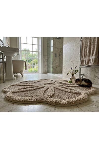 HOMEMOME Yuvarlak Daisy Paspas 120*120 BEJ Renk