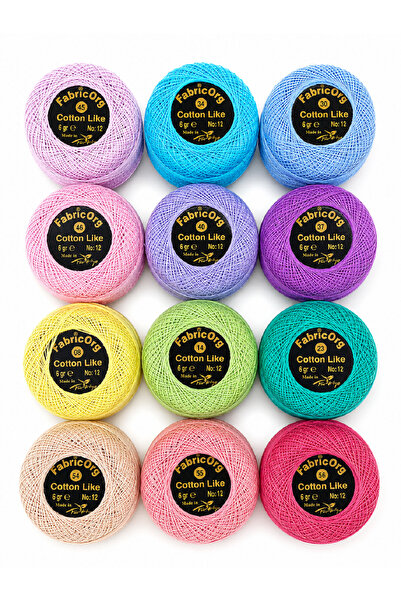 fabricorg No:12 Cotton Like Etamin - Cross Stitch 12-Piece Thread Set-3 (6 Gr)
