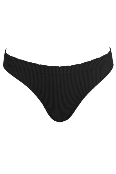 OEM Tanga negru de damă, reiat, fără cusături, cu bandă elastică lată în talie