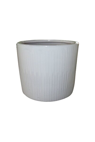 OEM Ghiveci ceramic, interior / exterior, rotund, alb, 20 x 18 cm, White