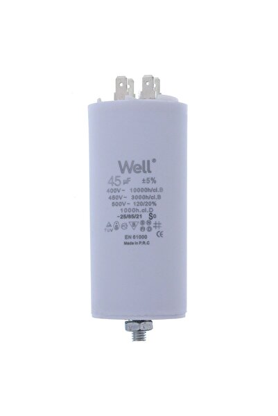 OEM Motor capacitor 400V, Well, 45 microfarads, with pin