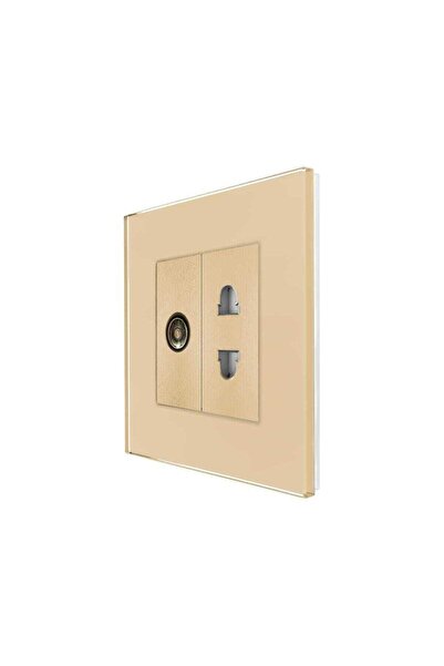 OEM TV socket + narrow socket Luxion LXD-MP026/24G-G, glass frame, gilded