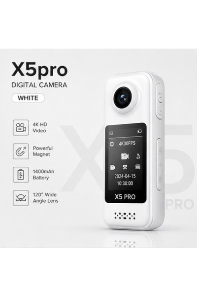 AİRTAB X5 Pro 4K Digital Camera | 1400mAh Battery, 120° Wide Angle & Magnetic...