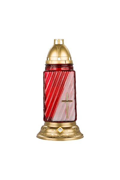 LCA Set 2 x Candela din Sticla, Tip Felinar, Cruce Aurie, 913-CR-R