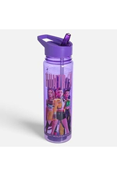 OEM K-POP Plastic Transparent & Purple Flip Top Water Bottle 650ml