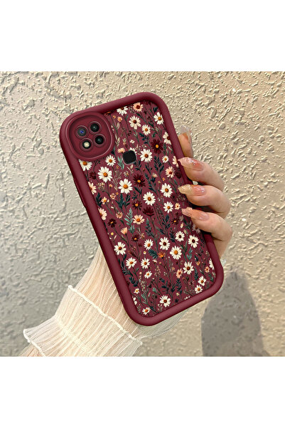 SLIMFELT Redmi 9C/10A Uyumlu Yüksek Kaliteli Retro Çiçek Desenli Silikon Tele...