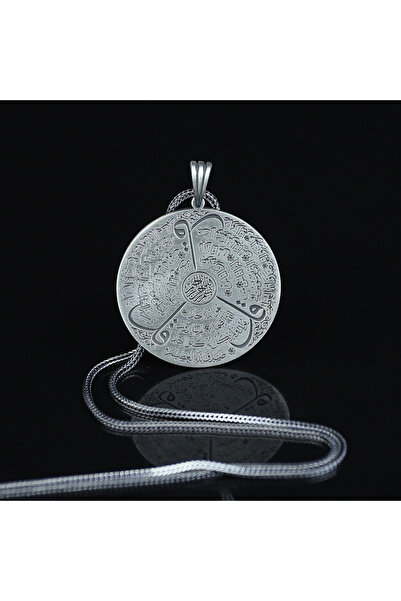 Mercan Silver Ayetel Kürsi Kolyesi, 925 Ayar Gümüş Kolye Ucu, Kuran Ayeti İsl...